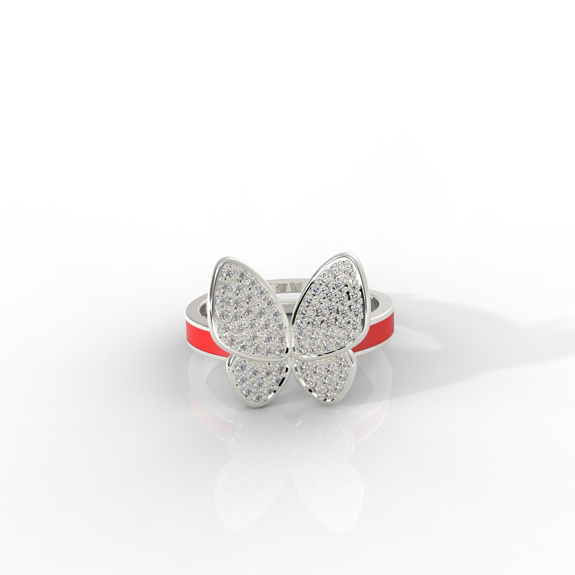 Women Personalized Butterfly Ring White Gold Plated- Hallmarked 925 Sterling Silver White Gold